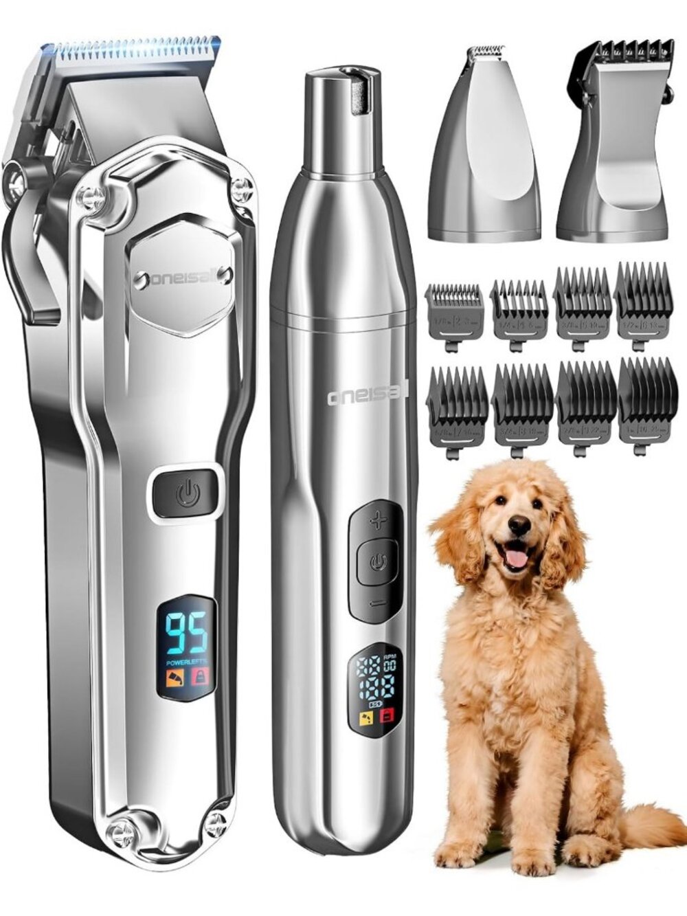 4-in-1 Dog Grooming Clippers for Thick & Matted Hair, Pet Grooming Kit